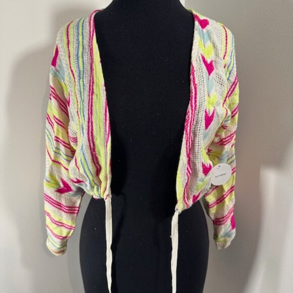 En Creme Neon Boho Tie Cardigan    8347 - Picture 4 of 11